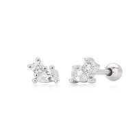Silver-Tone Geometric Stud Earrings