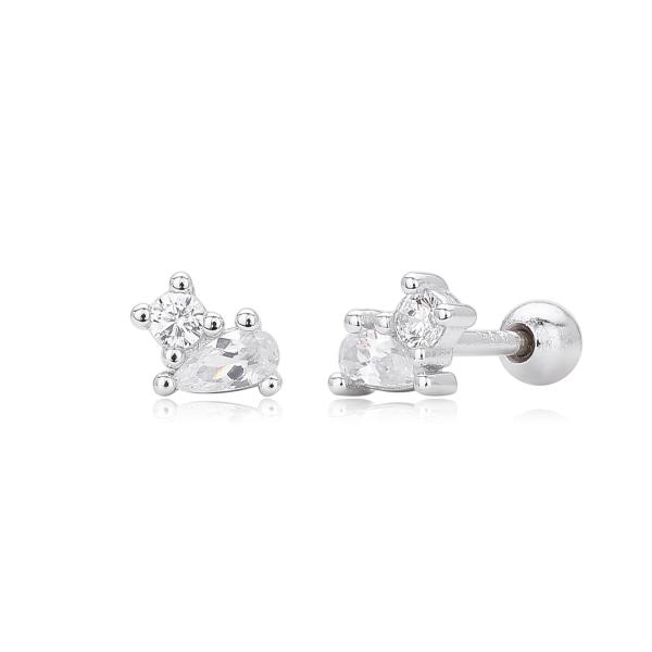 Silver-Tone Geometric Stud Earrings