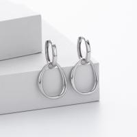 Silver Geometric Medium Hoop Earrings