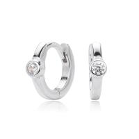 Silver Cubic Zirconia Huggie Earrings