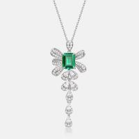 Emerald Silver Pendant Necklace