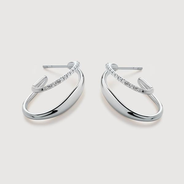 Silver Pavé Small Hoop Earrings