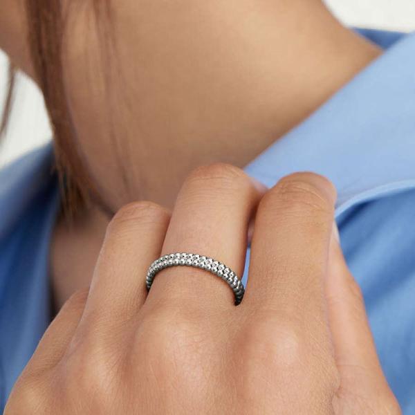 Silver Beaded Band Ring