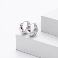 Silver Multicolor Stone Huggie Earrings