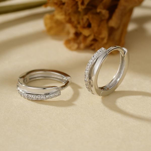 Silver Pavé Huggie Earrings