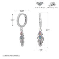 Silver Feather Multicolor Zircon Dangle Earrings