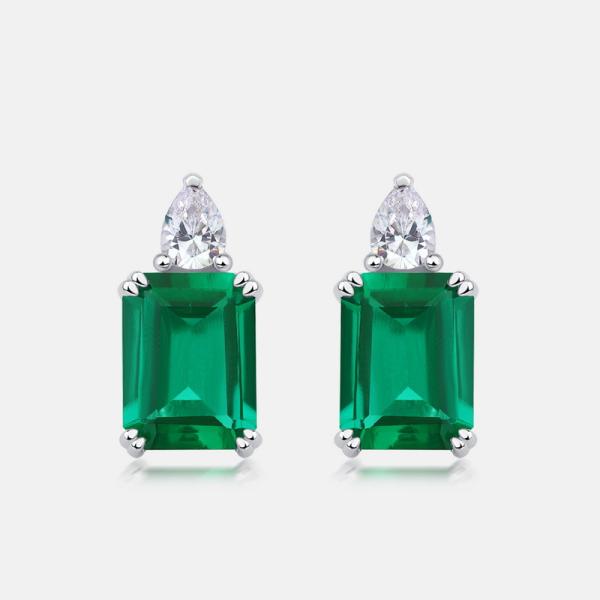 Sterling Silver Emerald Stud Earrings