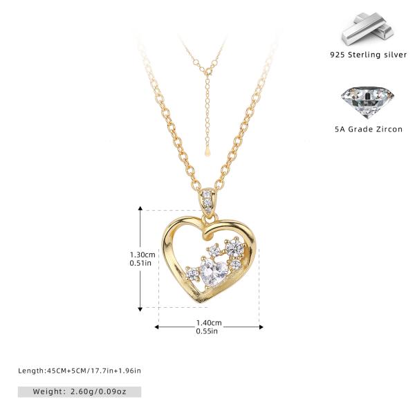 Gold Heart Zircon Pendant Necklace