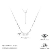 Silver Geometric Cubic Zirconia Pendant Necklace