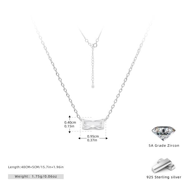 Silver Geometric Cubic Zirconia Pendant Necklace