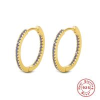 Gold-Finish Pavé Blue Hoop Earrings