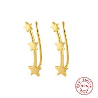 Gold Star Motif Sterling Silver Ear Climbers