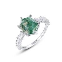 Sterling Silver Hexagon Stone Ring