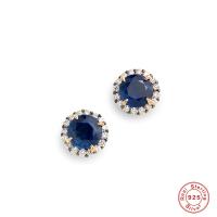 Sterling Silver Sapphire Halo Stud Earrings