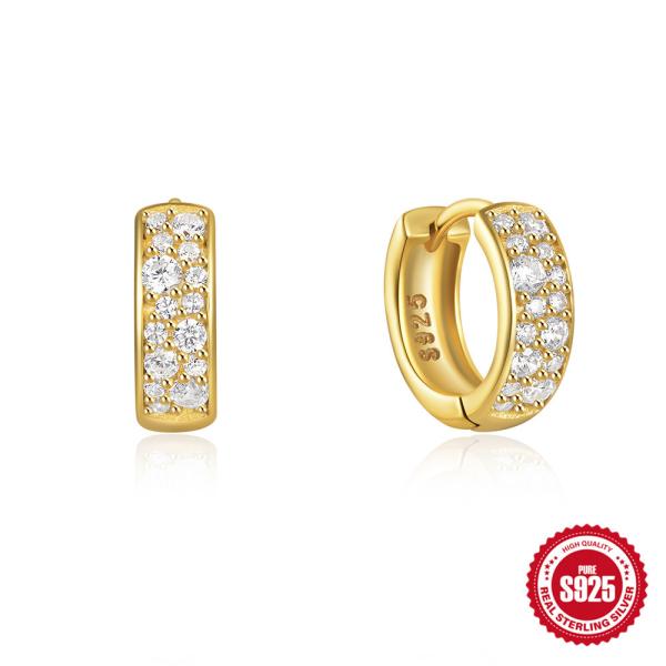 Gold-Plated Pavé Huggie Earrings