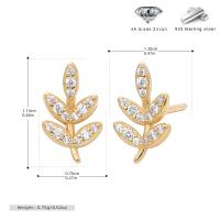 Gold Leaf Cubic Zirconia Stud Earrings