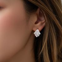 Silver Geometric Textured Stud Earrings