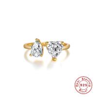 925 Silver Gold-Plated Teardrop Heart Ring