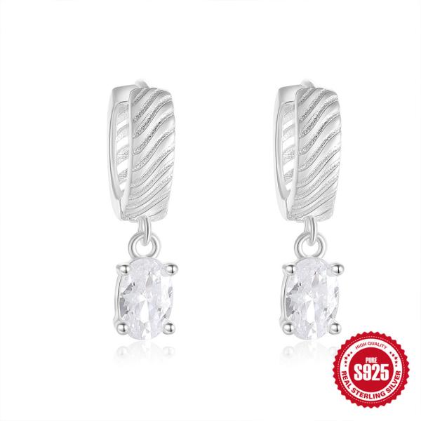 Sterling Silver Huggie Earrings with Cubic Zirconia