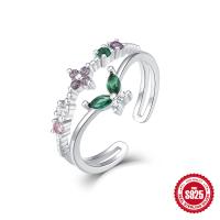 925 Silver Floral Multicolor Cuff Ring