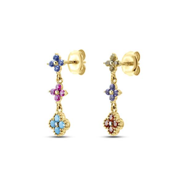 925 Silver Multicolor Geometric Drop Earrings