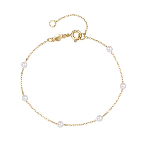 Gold Pearl Minimalist Chain Bracelet