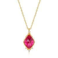 Gold-Plated Ruby Pendant Necklace