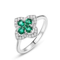 Sterling Silver Emerald Floral Ring
