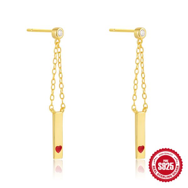 Gold-Plated Heart Dangle Earrings