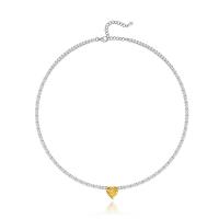 925 Silver Heart Pendant Tennis Necklace