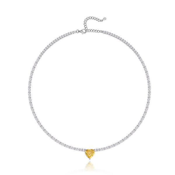 925 Silver Heart Pendant Tennis Necklace