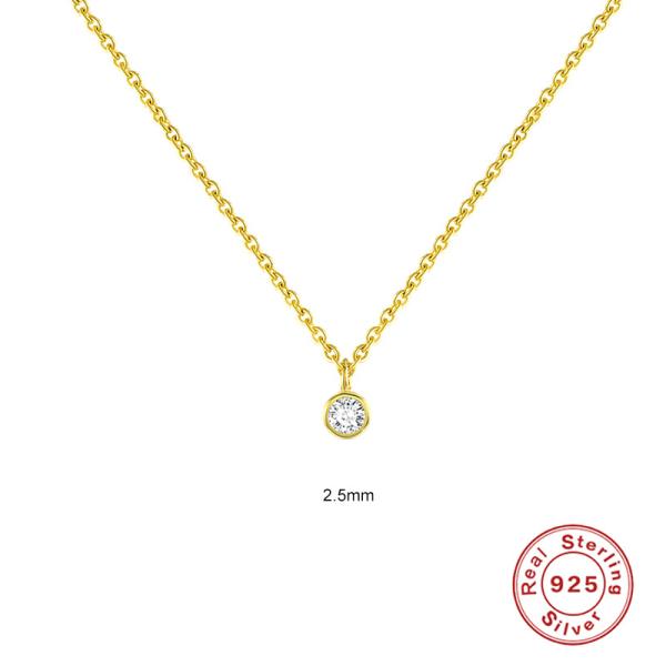 Gold-Tone Bezel-Set Cubic Zirconia Pendant Necklace