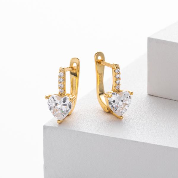 Gold Heart Huggie Earrings