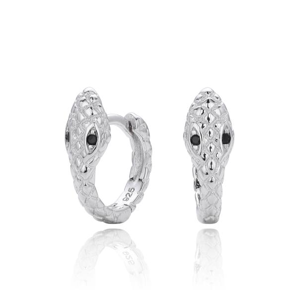 Silver Snake Motif Huggie Earrings
