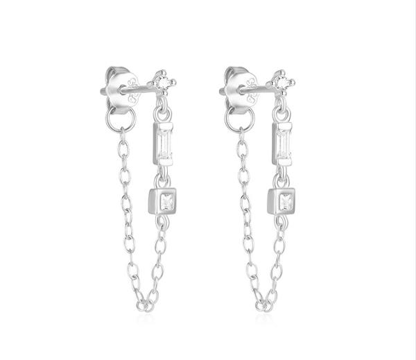 925 Silver Cubic Zirconia Dangle Earrings