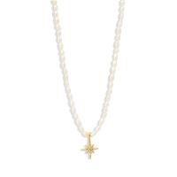 Gold Star Charm Pearl Necklace
