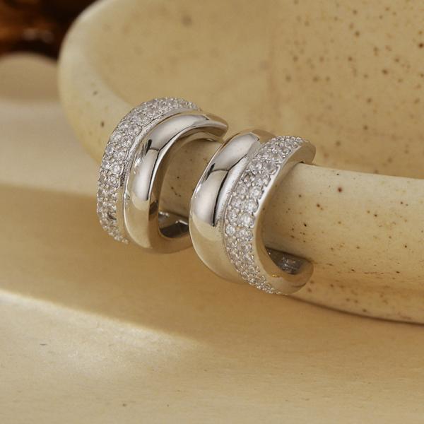 Silver Pavé Huggie Earrings