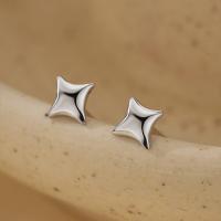 Silver Geometric Star Stud Earrings