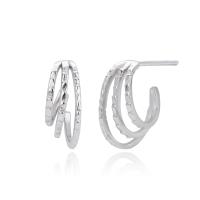 Silver Triple-Band Climber Earrings