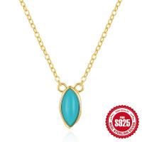 Gold-Plated Turquoise Bezel Pendant Necklace