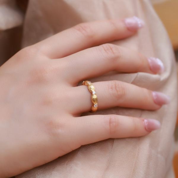 Delicate Gold Band Ring with Cubic Zirconia