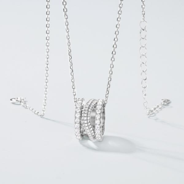 Silver Cubic Zirconia Pavé Pendant Necklace