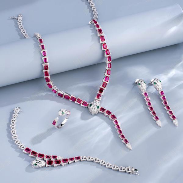 Ruby Snake Motif Necklace Set