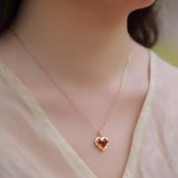 Gold Necklace with Heart Ruby Pendant