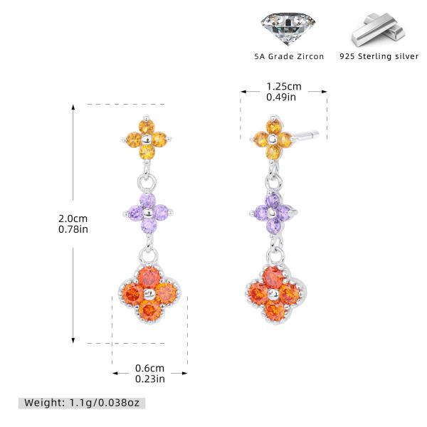 Silver Multicolor Floral Dangle Earrings