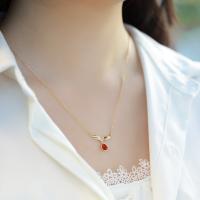 Wing Design Red Crystal Pendant Necklace