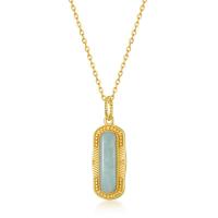 Rectangular Jade Gold Pendant Necklace