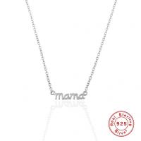 925 Silver 'Mama' Text Pendant Necklace