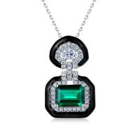 Geometric Emerald Pendant Necklace