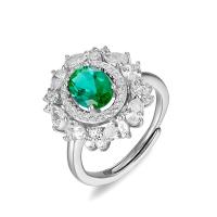 Silver Green Cubic Zirconia Statement Ring